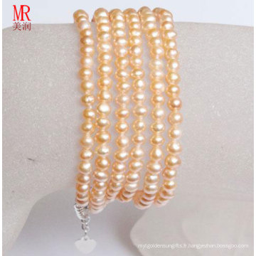 Bracelet en perles d&#39;eau douce rose de petite taille